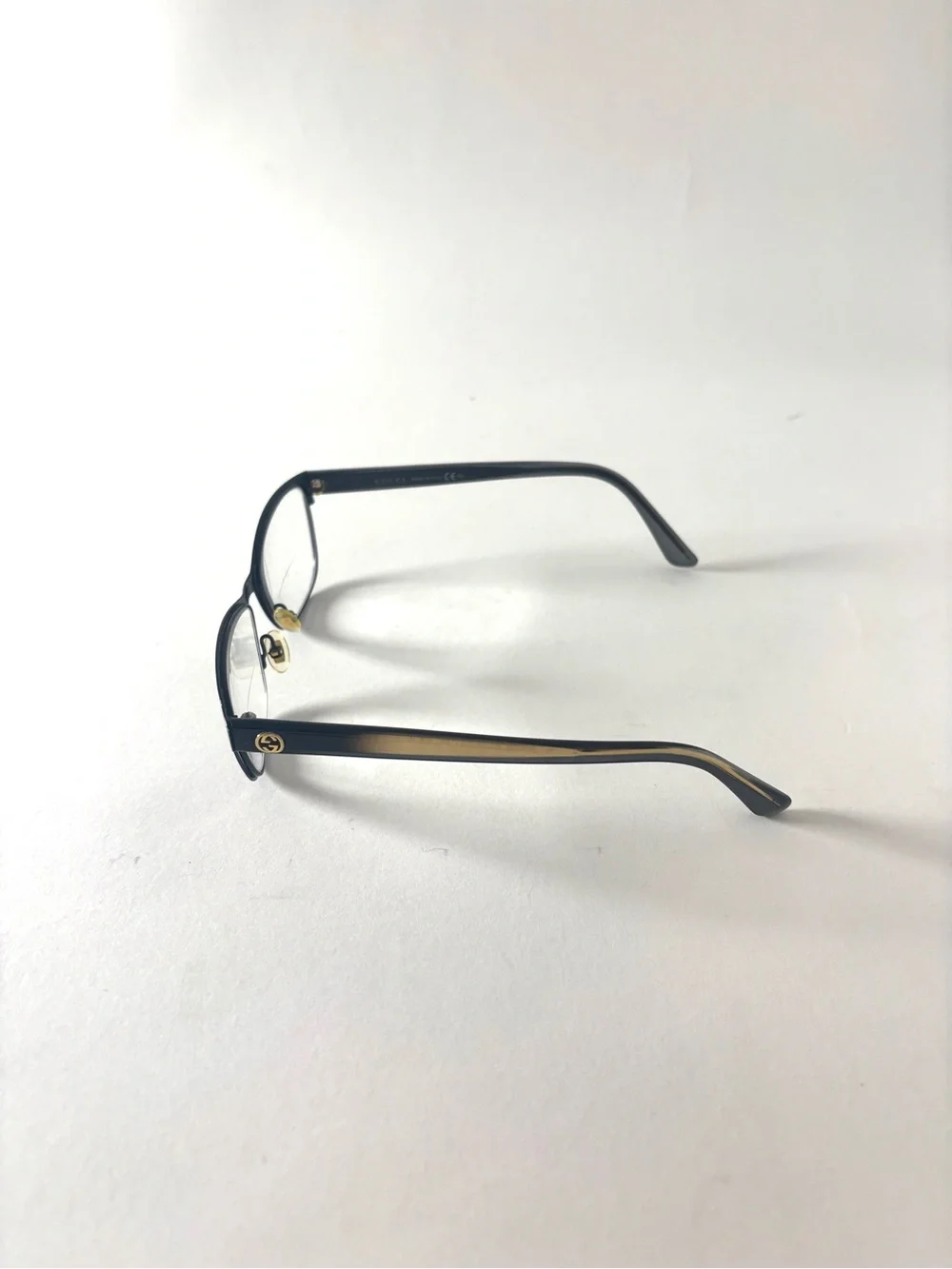 Gucci Black Rectangle Glasses with Gold Nose Bridge